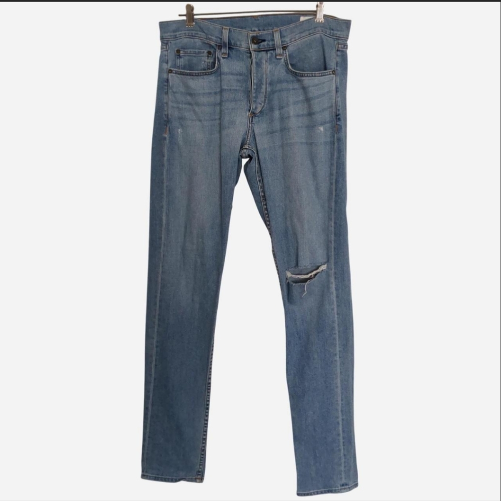 Rag & Bone Medium Wash Standard Issue Fit 1 Skinny Leg Distressed Denim Jeans 32